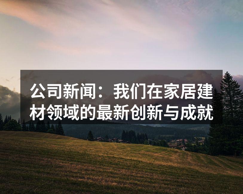 公司新闻：我们在家居建材领域的最新创新与成就
